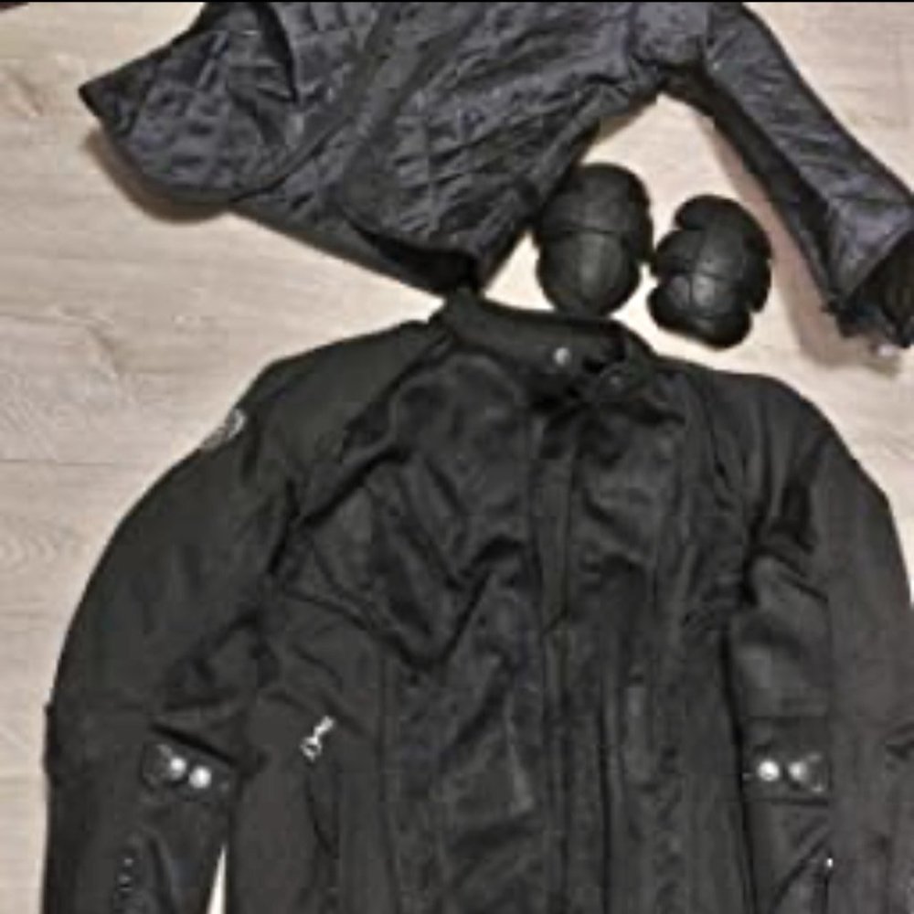 Black Viking Cycle Warlock Armored Mesh Motorcycle Textile Jacket for Women